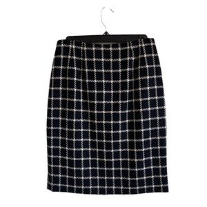 Talbots Black & White Check Knee-Length Pencil Skirt | Sz 8